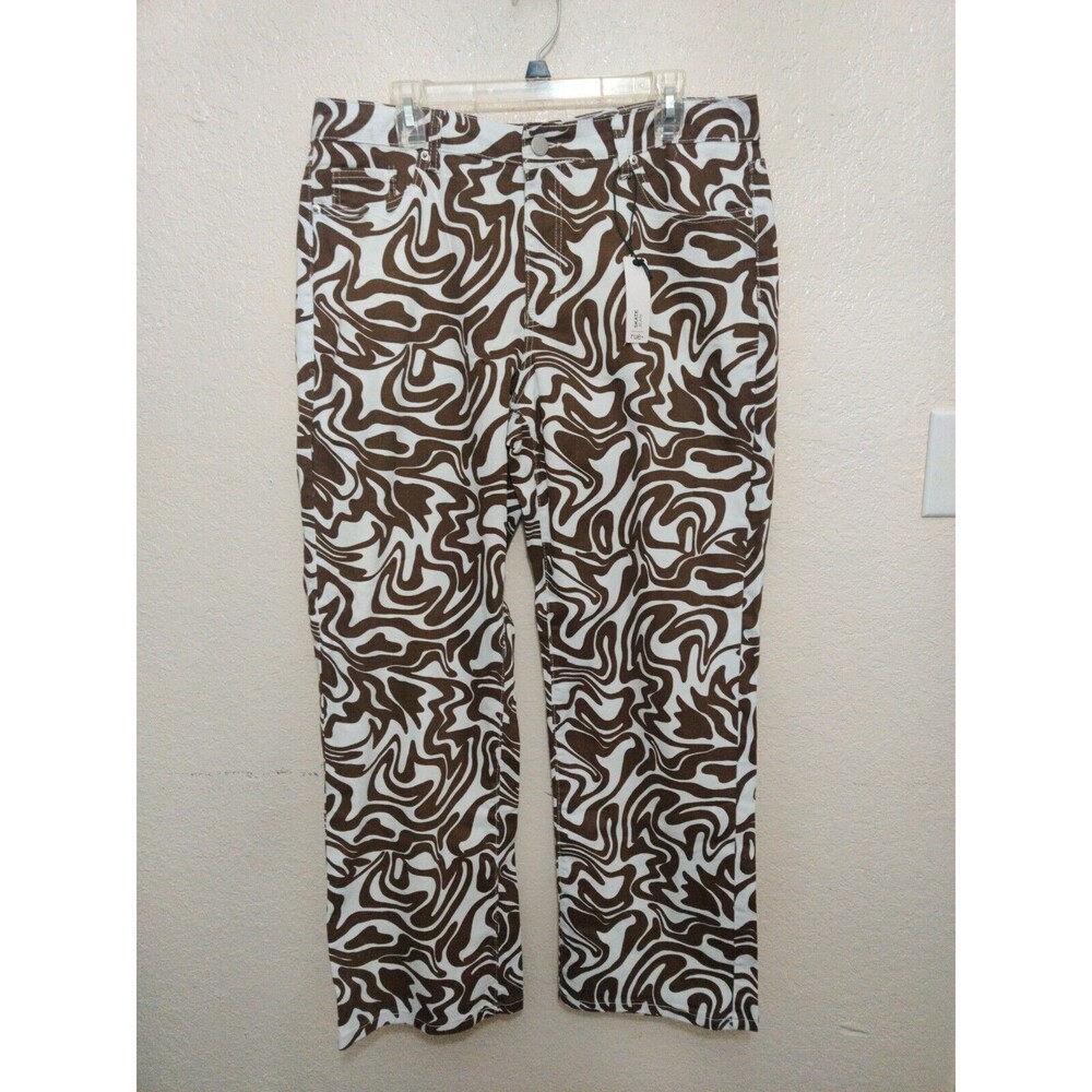 New Rue21 Skate High Rise Straight Leg Brown White Jeans Size 1X Women